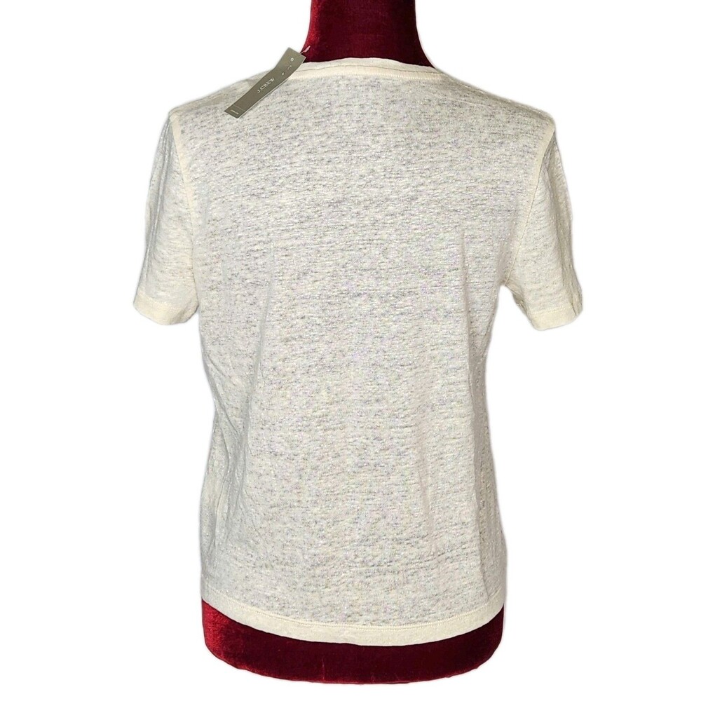 J. Crew Relaxed Textured Cream Linen Minimalist Short Sleeve T Shirt Size XS NWT - Picture 4 of 9